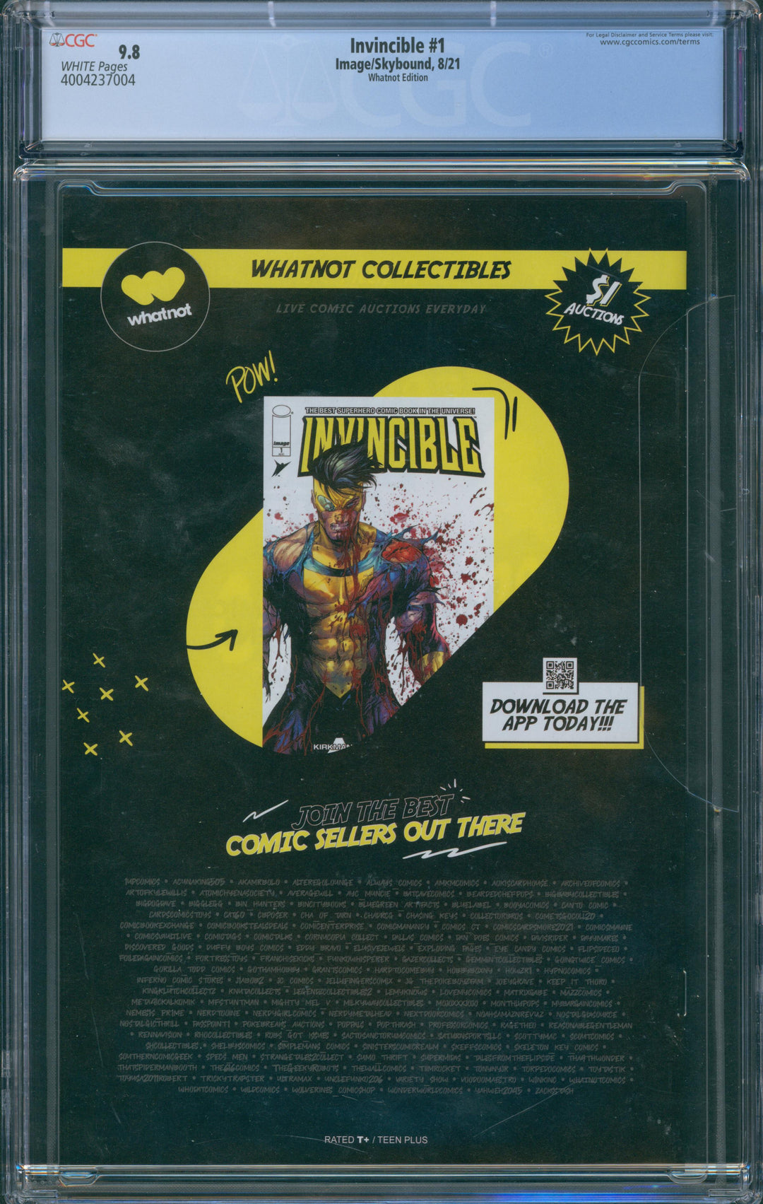 Invincible #1 Tyler Kirkham Whatnot Color Reprint CGC 9.8
