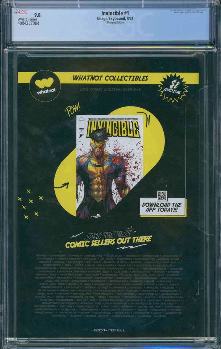 Invincible #1 Tyler Kirkham Whatnot Color Reprint CGC 9.8