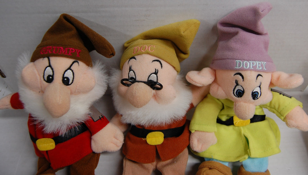 Lot of 7 - Disney Store Snow White Seven Dwarfs - Mini Bean Bag Plush
