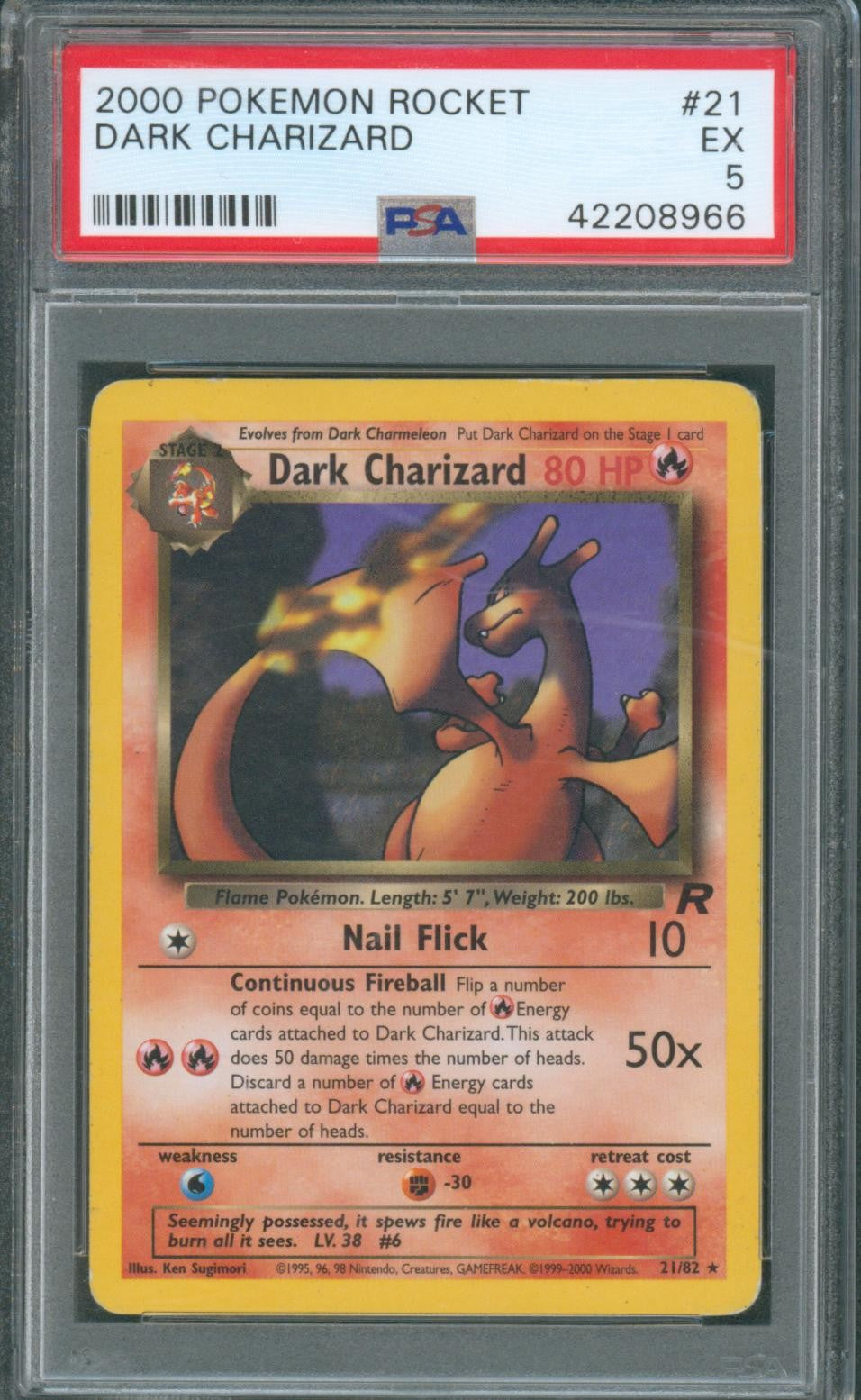 Pokemon 2000 Pokemon Rocket #21 Dark Charizard - PSA 5
