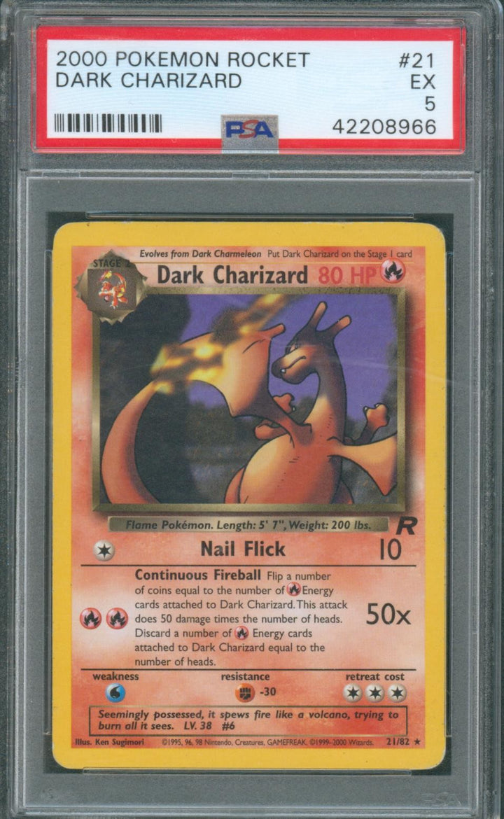 Pokemon 2000 Pokemon Rocket #21 Dark Charizard - PSA 5