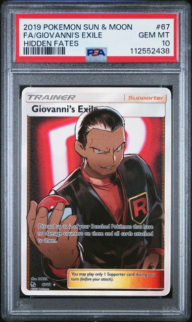 Pokemon 2019 Sun & Moon Hidden Fates #67 FA/Giovanni's Exile PSA 10