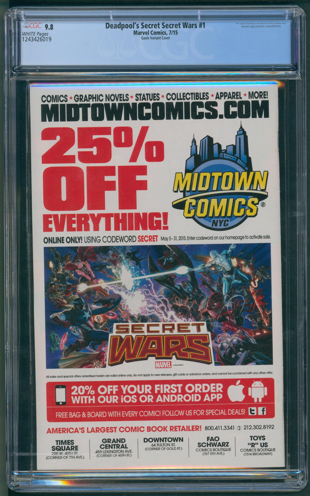 Deadpool's Secret Secret Wars #1 CGC 9.8