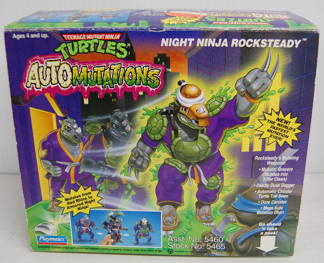 Ninja Turtles TMNT Auto Mutations - Night Ninja Rocksteady 1993 Complete