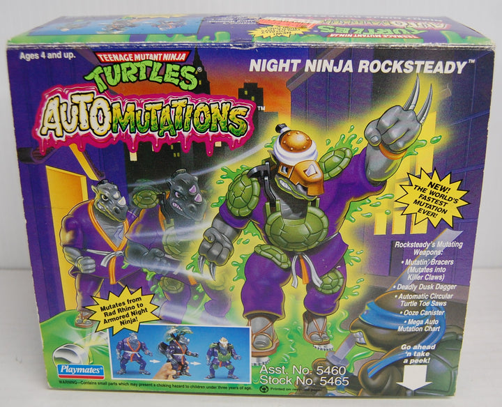 Ninja Turtles TMNT Auto Mutations - Night Ninja Rocksteady 1993 Complete