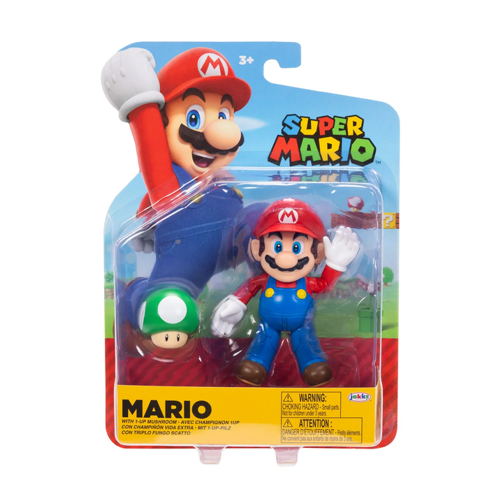Super Mario Wave 53 Mario w/ Power Up Mushroom 4in Figure