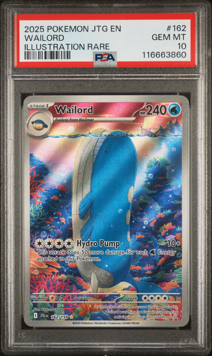 Pokemon 2025 JTG En-Journey Together #162 Wailord Illustration Rare PSA 10