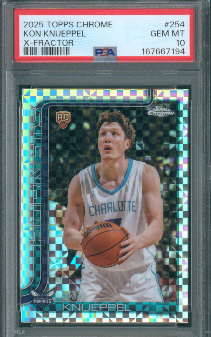 2025 Topps Chrome Basketball Kon Knueppel RC #254 X-Fractor PSA 10 Mint