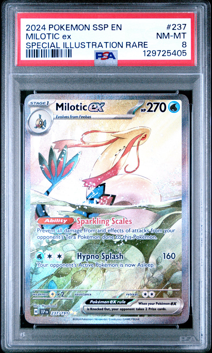 Pokemon 2024 SSP En Milotic ex Special Illustration Rare #237 PSA 8