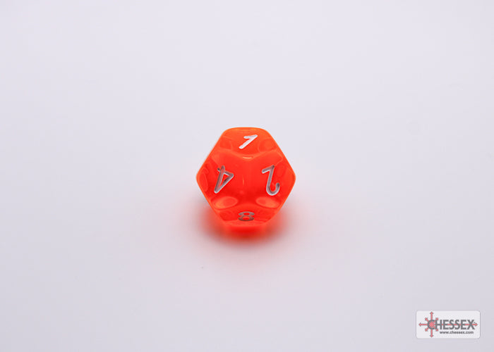 7-Die Set Translucent: Neon Orange/White w/ Bonus Die