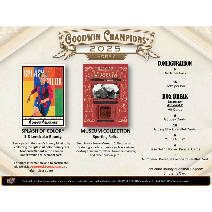2025 Upper Deck Goodwin Champions Hobby Box (15 Ct)