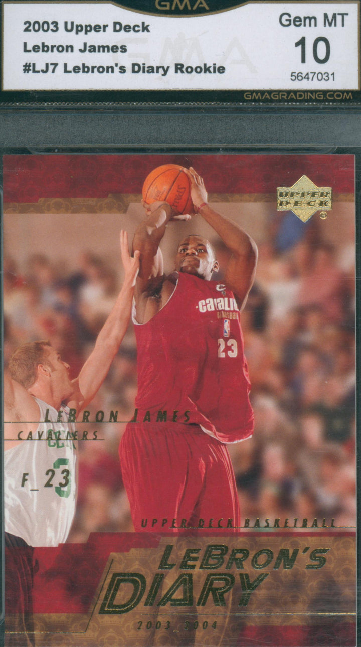 2003 Upper Deck Basketball Lebron James #LJ7 Lebron's Diary Rookie GMA 10 GEM MT