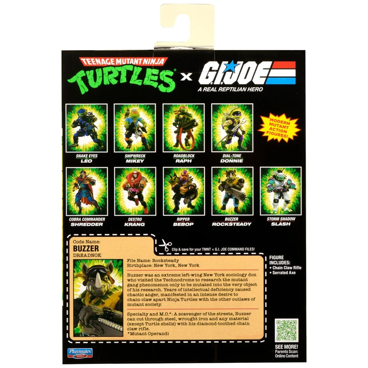 Teenage Mutant Ninja Turtles x G.I. Joe Rocksteady x Buzzer Action Figure