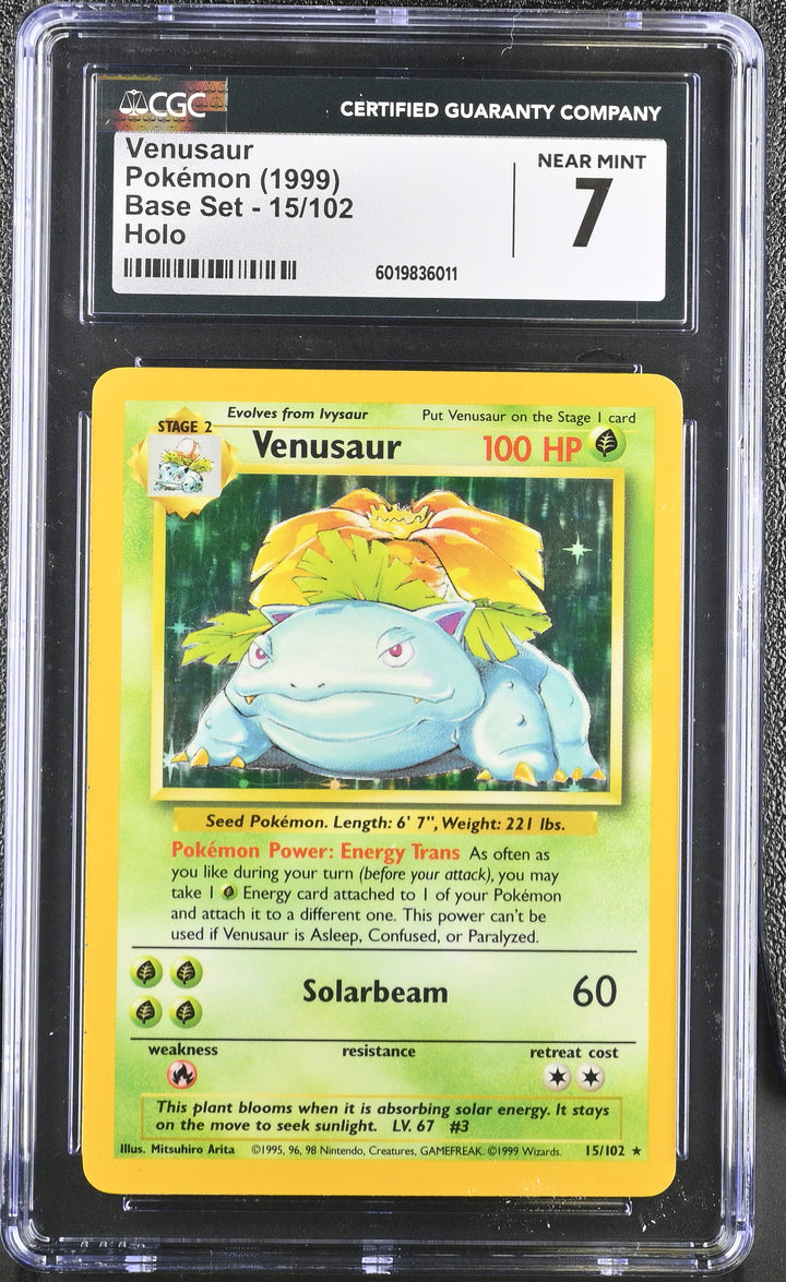 Pokemon 1999 Venusaur Base Set - 15/102 Holo CGC 7