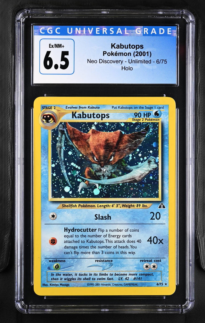 Pokemon 2001 Kabutops Neo Discovery  Unlimited 6/75 Holo CGC 6.5