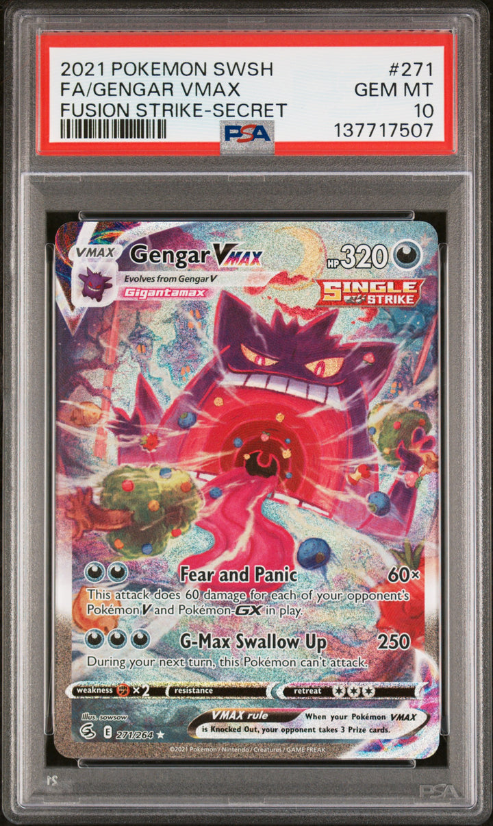 Pokemon 2021 Sword Shield Fusion Strike #217 Fa/Gengar Vmax Fusion Strike-Secret PSA 10