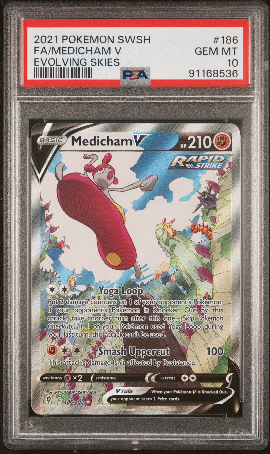 Pokemon 2021 Sword Shield Evolving Skies #186 Fa/Medicham V PSA 10