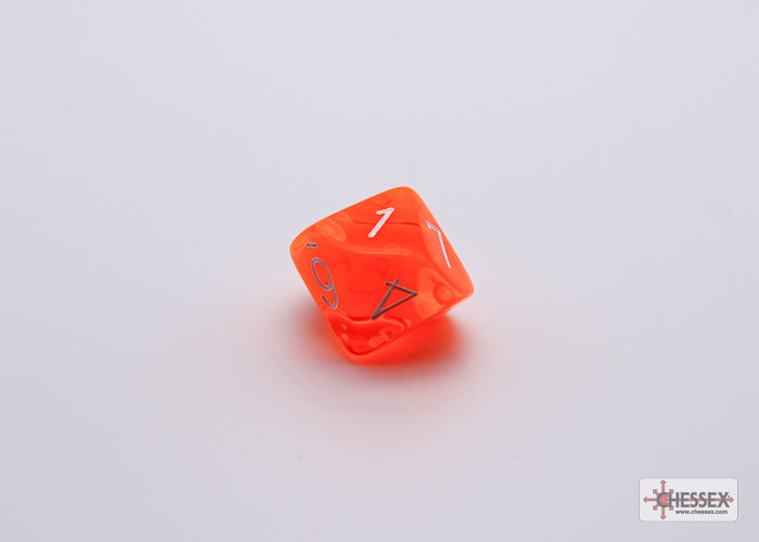 7-Die Set Translucent: Neon Orange/White w/ Bonus Die