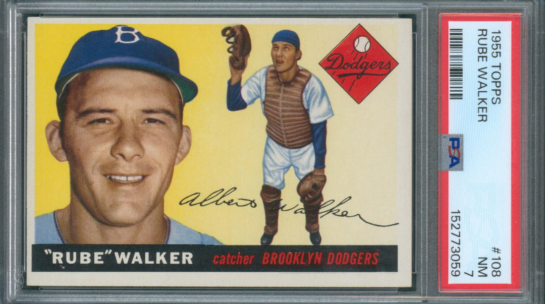 1955 Topps Baseball Rube Walker #108 PSA 7 NM