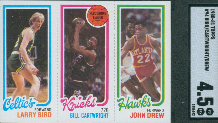 1980-81 Topps Basketball Bird/Cartwright/Drew #94 SGC 4.5