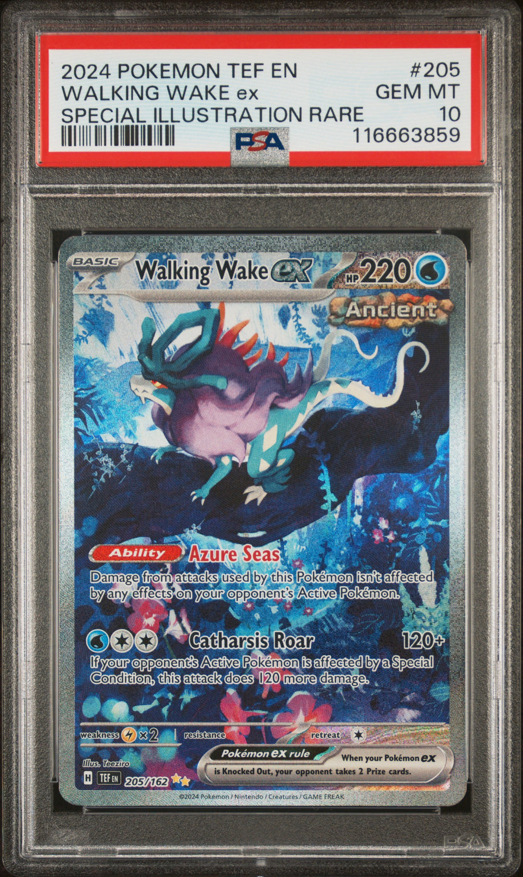 Pokemon 2024 Tef En-Temporal Forces #205 Walking Wake Ex Special Illustration Rare PSA 10