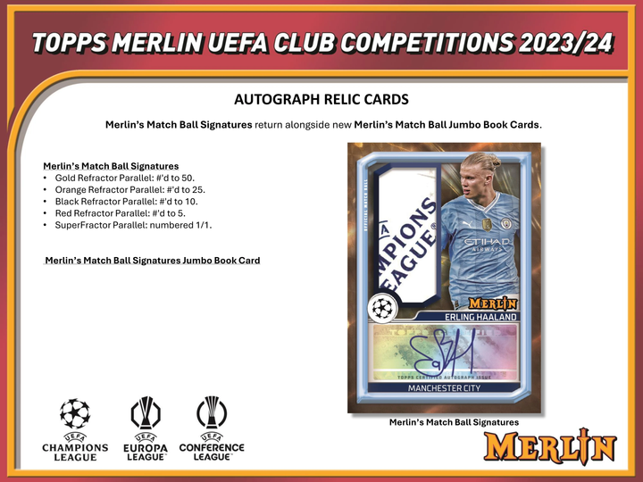 2023-2024 Topps Merlin UCC Soccer Hobby Box (18 Ct) - Presale Ships by 9/20/24