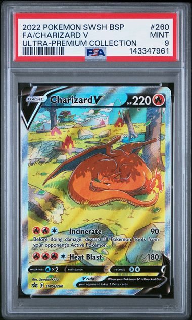 Pokemon 2022 SWSH BSP FA/ Charizard V #260 UPC PSA 9