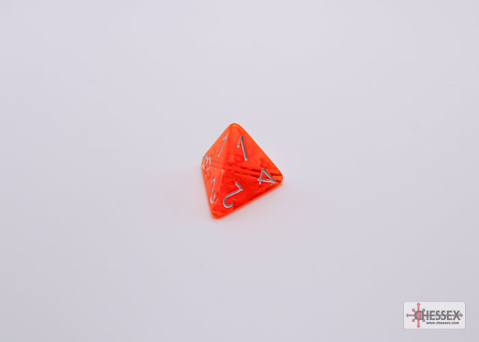 7-Die Set Translucent: Neon Orange/White w/ Bonus Die