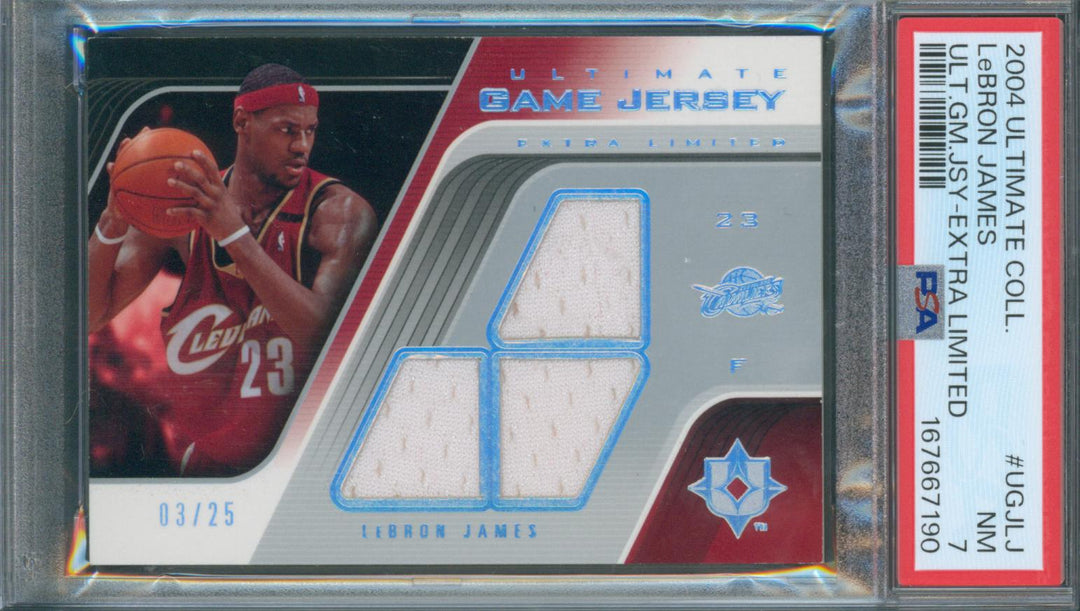 2004 Upper Deck Ultimate Collection Lebron James #UGJLJ Ultimate Game Jersey  Extra Limited PSA 7