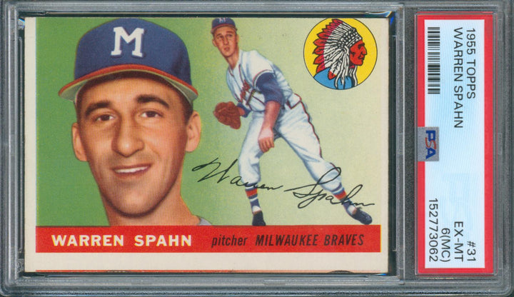 1955 Topps Baseball Warren Spahn #31 PSA 6 (MC) EX-MT