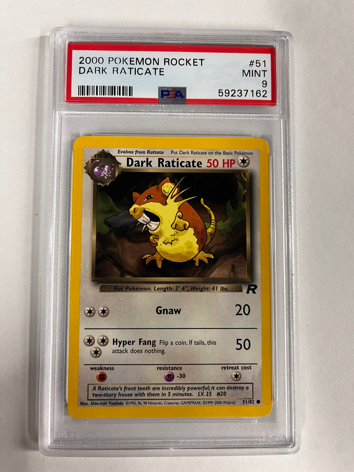 Pokemon 2000 Rocket #51 Dark Raticate PSA 9