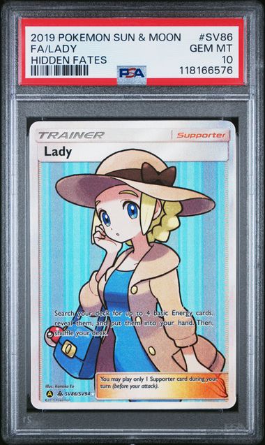 Pokemon 2019 Sun & Moon Hidden Fates #SV86 FA/Lady PSA 10