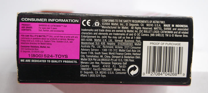 2004 Mattel Barbie As Catwoman Halle Berry DC Comics Doll