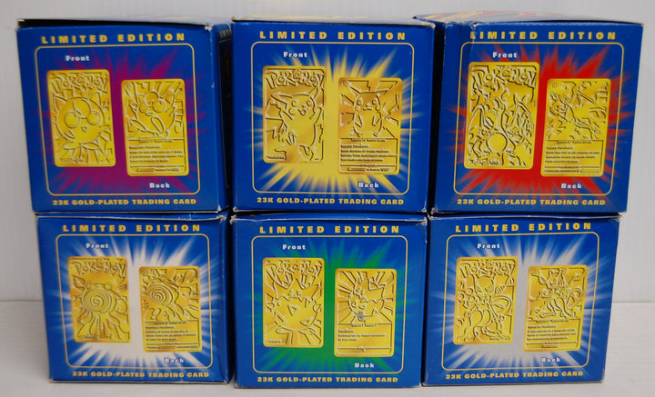 1999 Pokemon Burger King 23K Gold Plated Trading Cards - Set of 6 - New Sealed