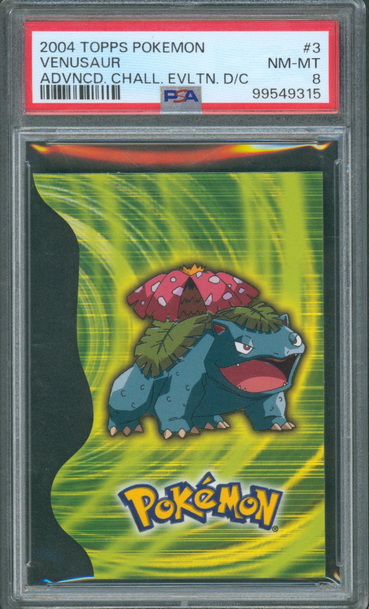Pokemon 2004 Topps #3 Venusaur - Advanced Challenge Evolution Die-Cuts PSA 8
