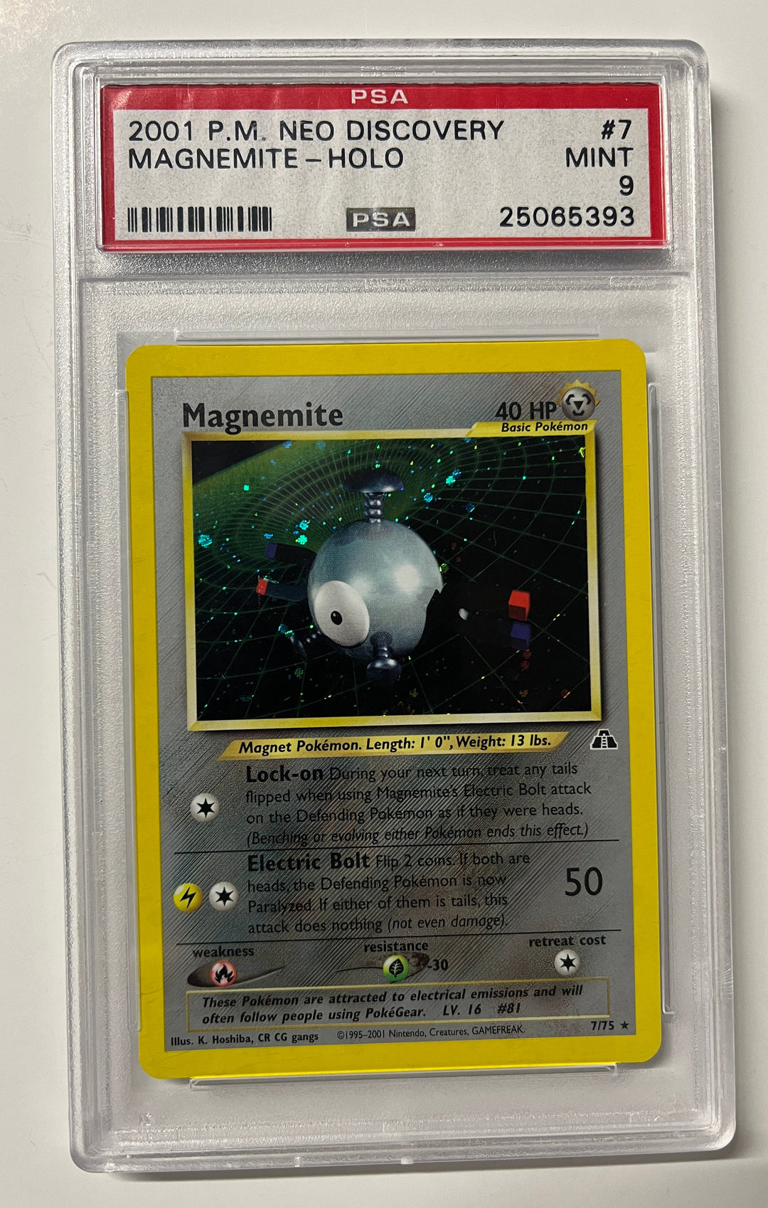 Pokemon 2001 Neo Discovery #7 Magnemite-Holo PSA 9
