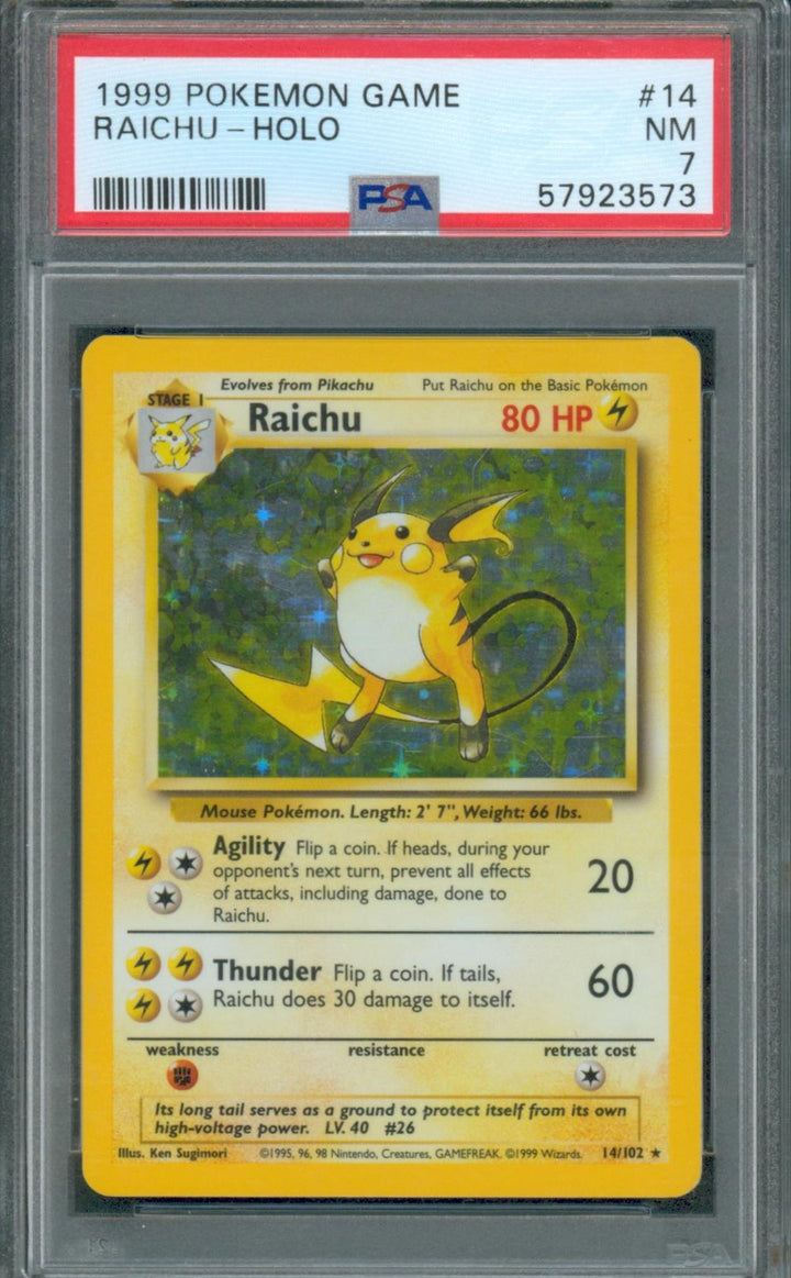 Pokemon 1999 Pokemon Game #14 Raichu - Holo PSA 7