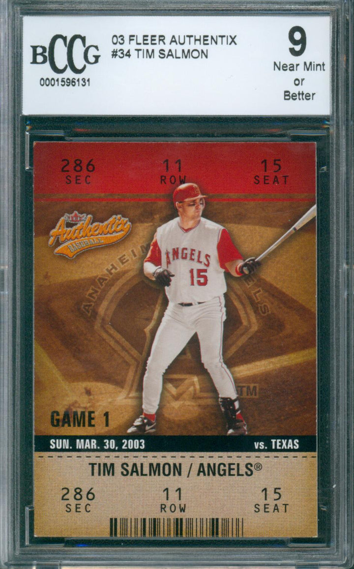 2003 Fleer Authentix Baseball Tim Salmon #34 BCCG 9
