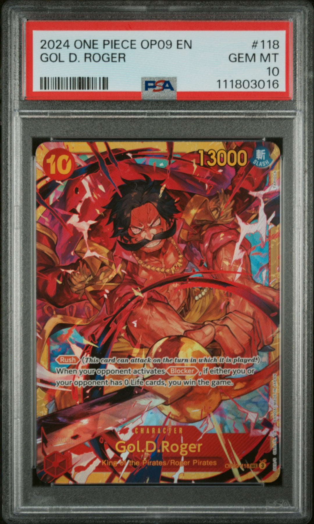 One Piece 2024 OP09 En Gol D. Roger #118 PSA 10