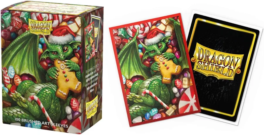 Dragon Shield Card Sleeves - Art: Christmas Dragon 2024 - Brushed