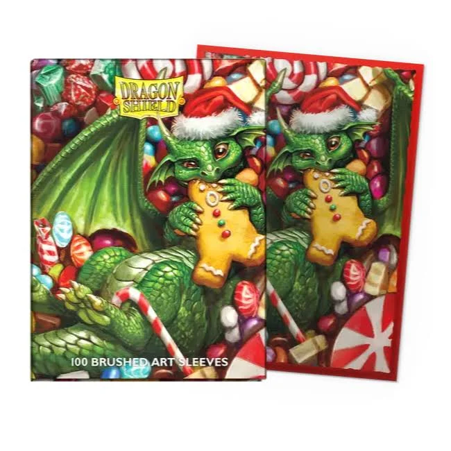 Dragon Shield Card Sleeves - Art: Christmas Dragon 2024 - Brushed