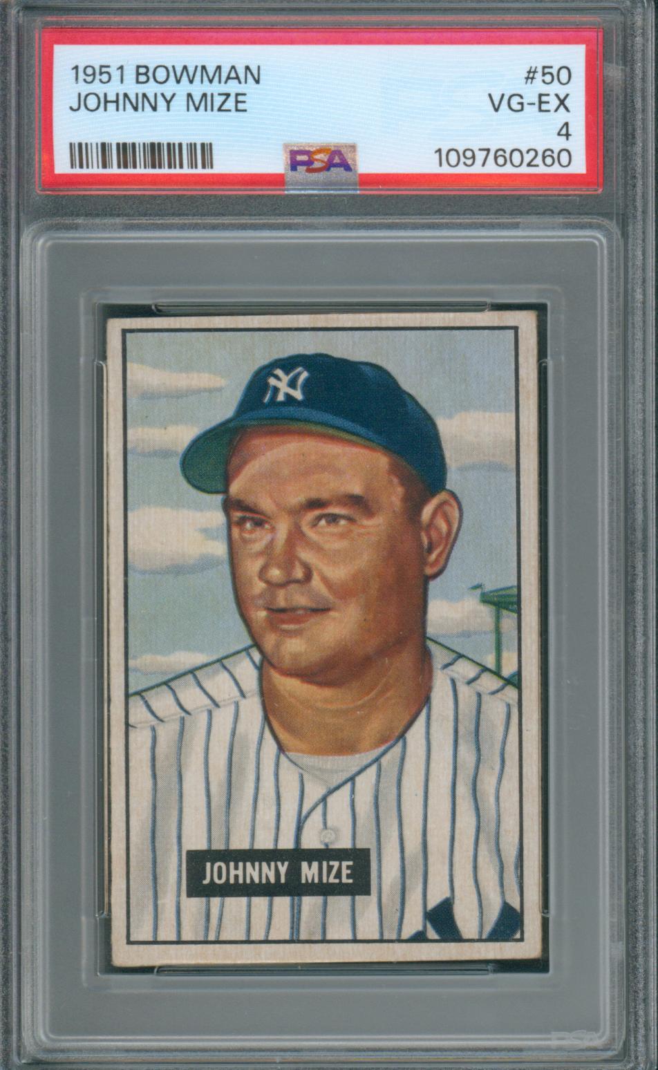 Bowman Baseball Johnny Mize #50 VG-EX PSA 4