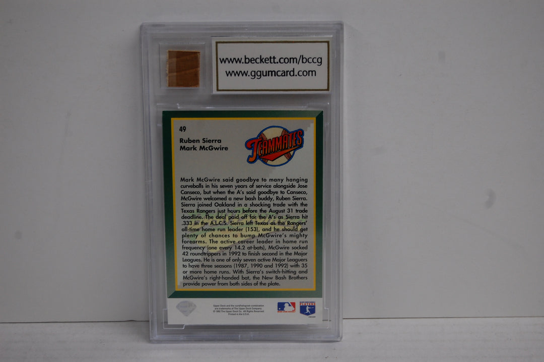 1993 Upper Deck Baseball Ruben Sierra/ Mark McGwire #49 BCCG 10