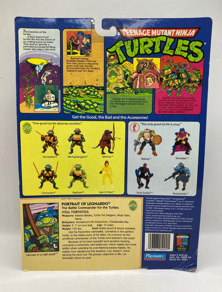 Teenage Mutant Ninja Turtles Leonardo Action Figure Playmates 1998 Reissue