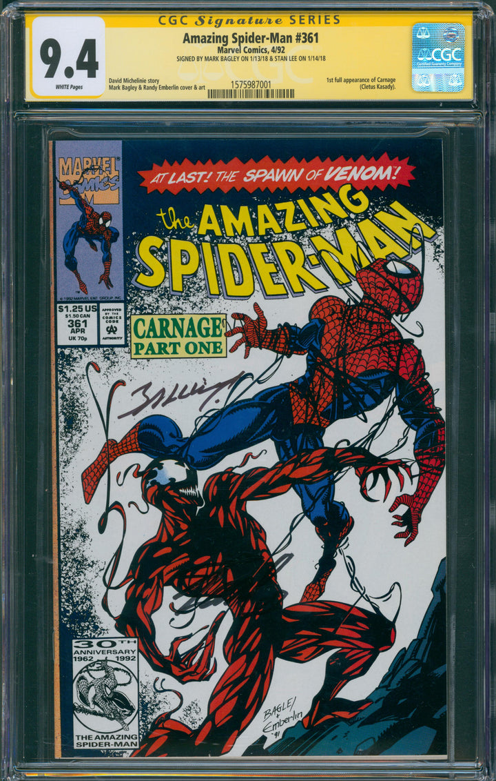 Amazing Spider-Man #361 CGC Signature Series 9.4 - Mark Bagley & Stan Lee