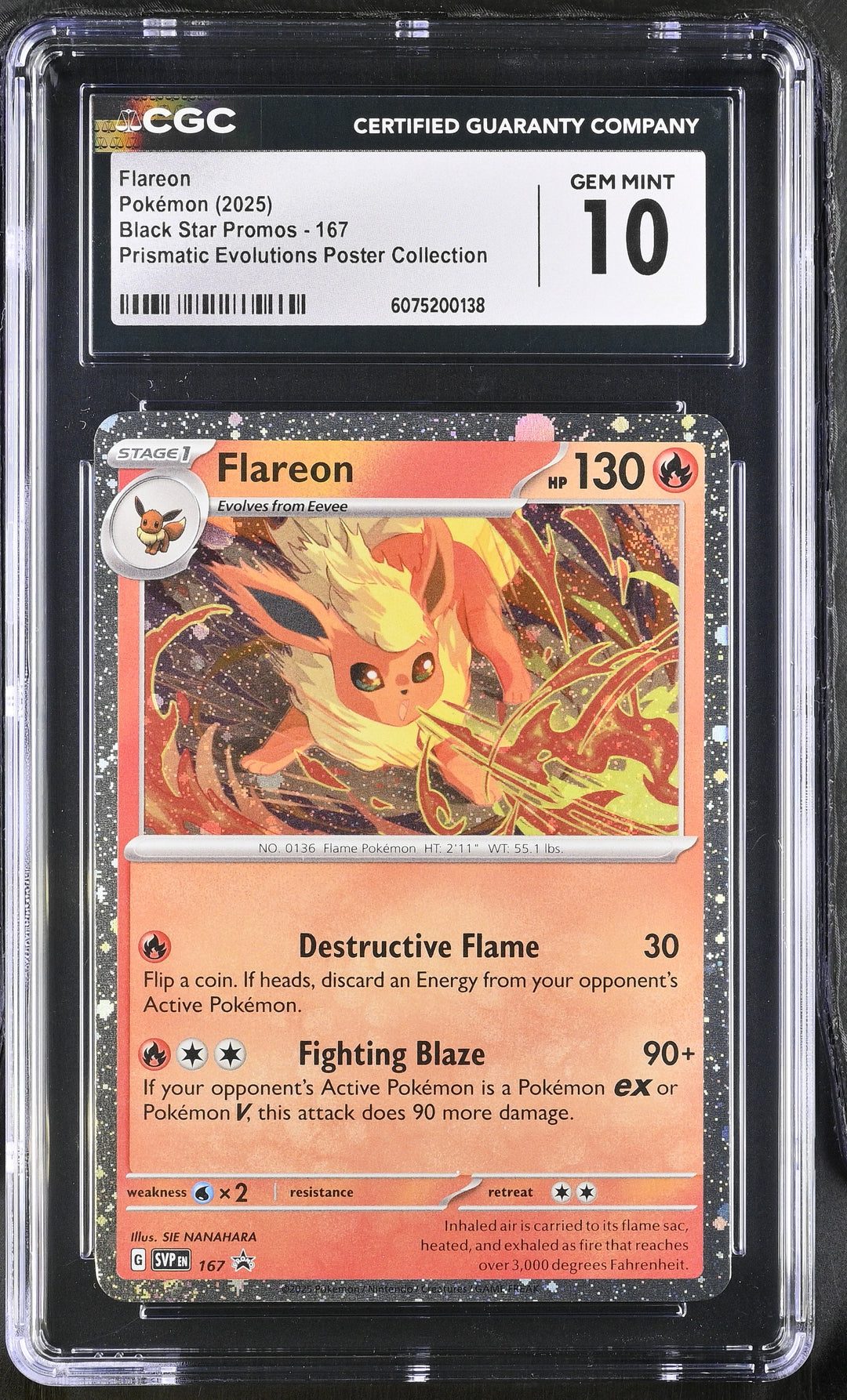 Pokemon 2025 Flareon Black Star Promos 167 Prismatic Evolutions Poster Coll. CGC 10