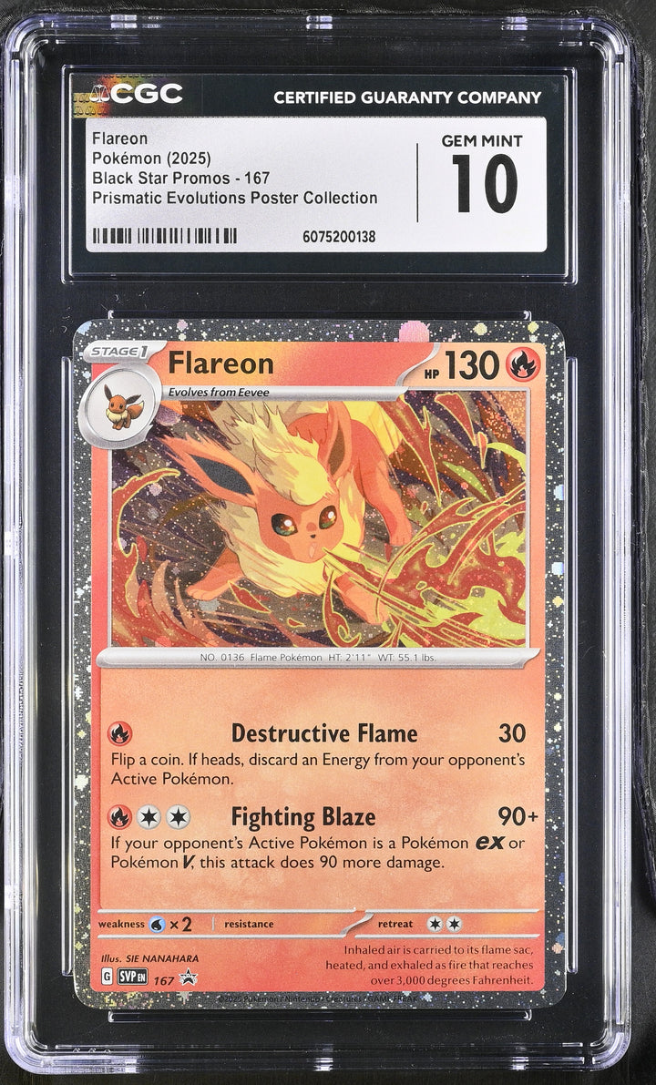 Pokemon 2025 Flareon Black Star Promos 167 Prismatic Evolutions Poster Coll. CGC 10