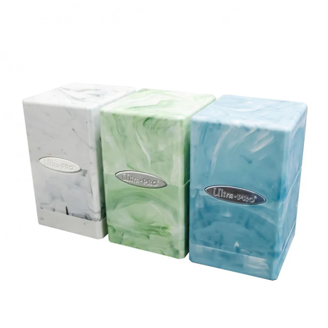 Ultra Pro Deck Box: Satin Tower 100+ - Marble Light Blue/White