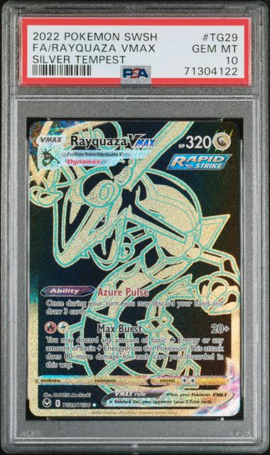 Pokemon 2022 SwSh #TG29 FA/Rayquaza VMax Silver Tempest PSA 10