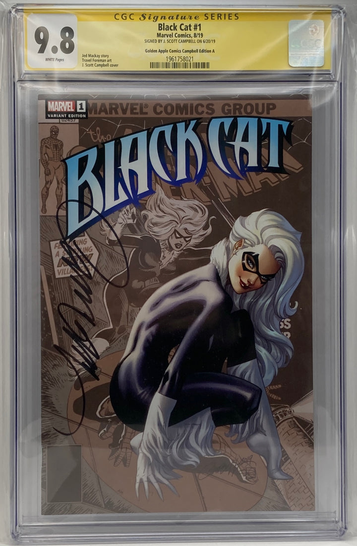 Black Cat #1 CGC Signature Series 9.8  J. Scott Campell